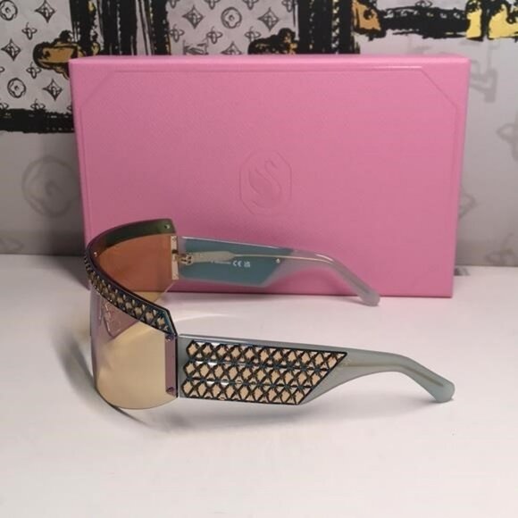 New Authentic Swarovski Sunglasses Mask, Gradient tint, SK0363 30X, Blue main image 6